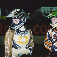 Nicky and Tommy studying lines at an AMA flat track. - Photo: Hayden Family Collection