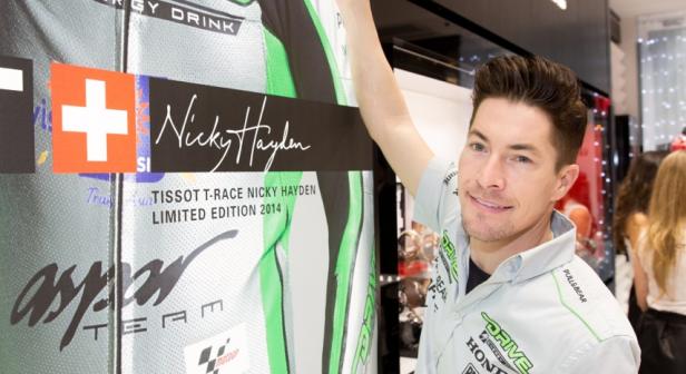 Nicky Hayden visiting the bike show in New York City and Tissot media tour