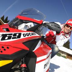 Nicky on a snowmobile. - Photo: Courtesy Ducati