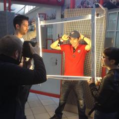 While in Bologna for an appearance at Dainese's D Store, Nicky stopped by Ducati headquarters for a photo shoot with the new Ducati clothing line. Here are a couple of behind-the-scenes shots. - Photo: CJ