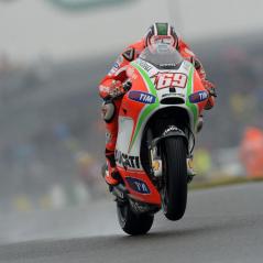In Sunday's wet race, Nicky had traction problems off the start and was near the back of the pack in Turn 1, but he advanced to sixth by the finish. - Photo: Ducati