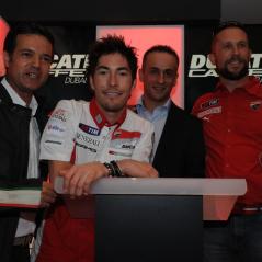 Nicky poses with (from left) Lucio Attinà, Zaid Zadan, and Marcel Bode. - Photo: Ducati