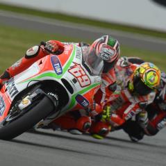 Nicky was second-quickest in the wet morning session on Friday, one spot behind teammate Valentino Rossi. - Photo: Ducati