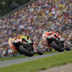 Shown here battling with teammate Valentino Rossi, Nicky slipped back through his group in the final laps and ended up a disappointed tenth. - Photo: Ducati