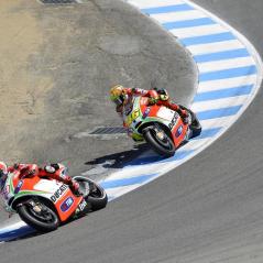 Nicky leads teammate Valentino Rossi through the Corkscrew. - Photo: Ducati