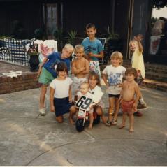 The Hayden kids clowning with Owensboro friends. (Nicky in the grubby white Earl's Racing T-shirt.) - Photo: Hayden Family Collection